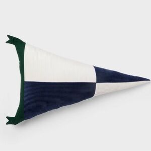 Navy and White Pennant Pillow